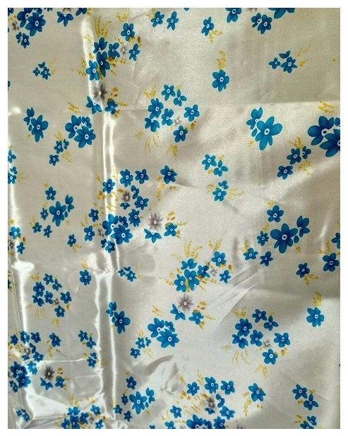 Штора Синие цветы 180x180 белый, синий, ткань