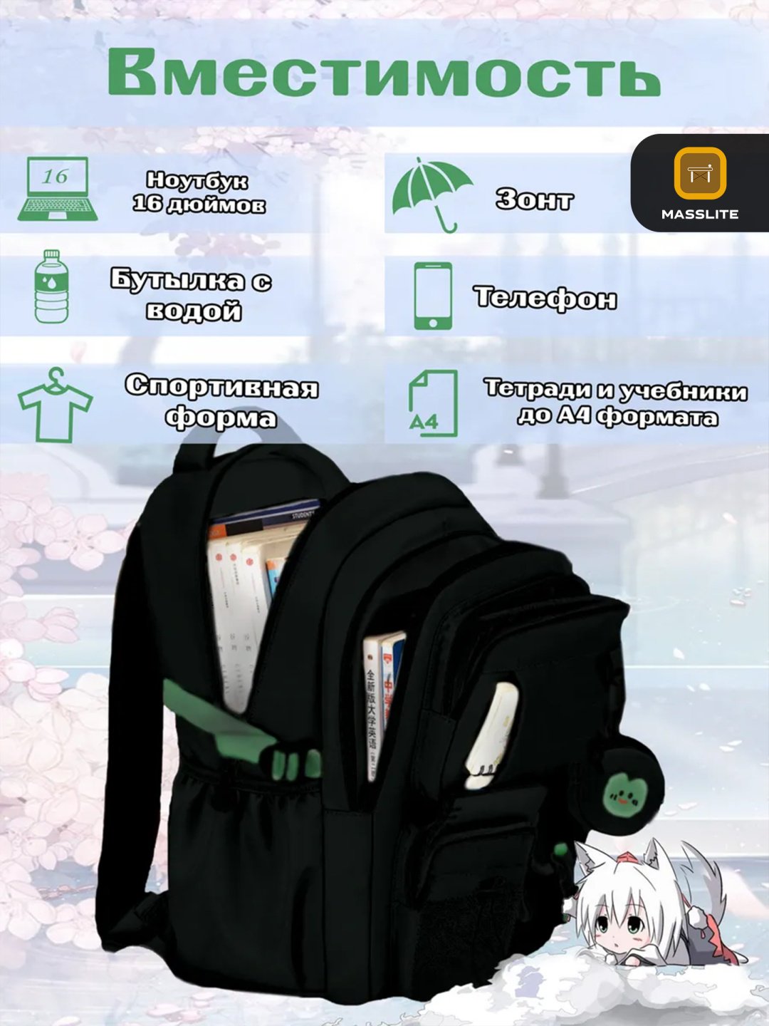 Рюкзак MassLite оксфорд черный купить,NaN