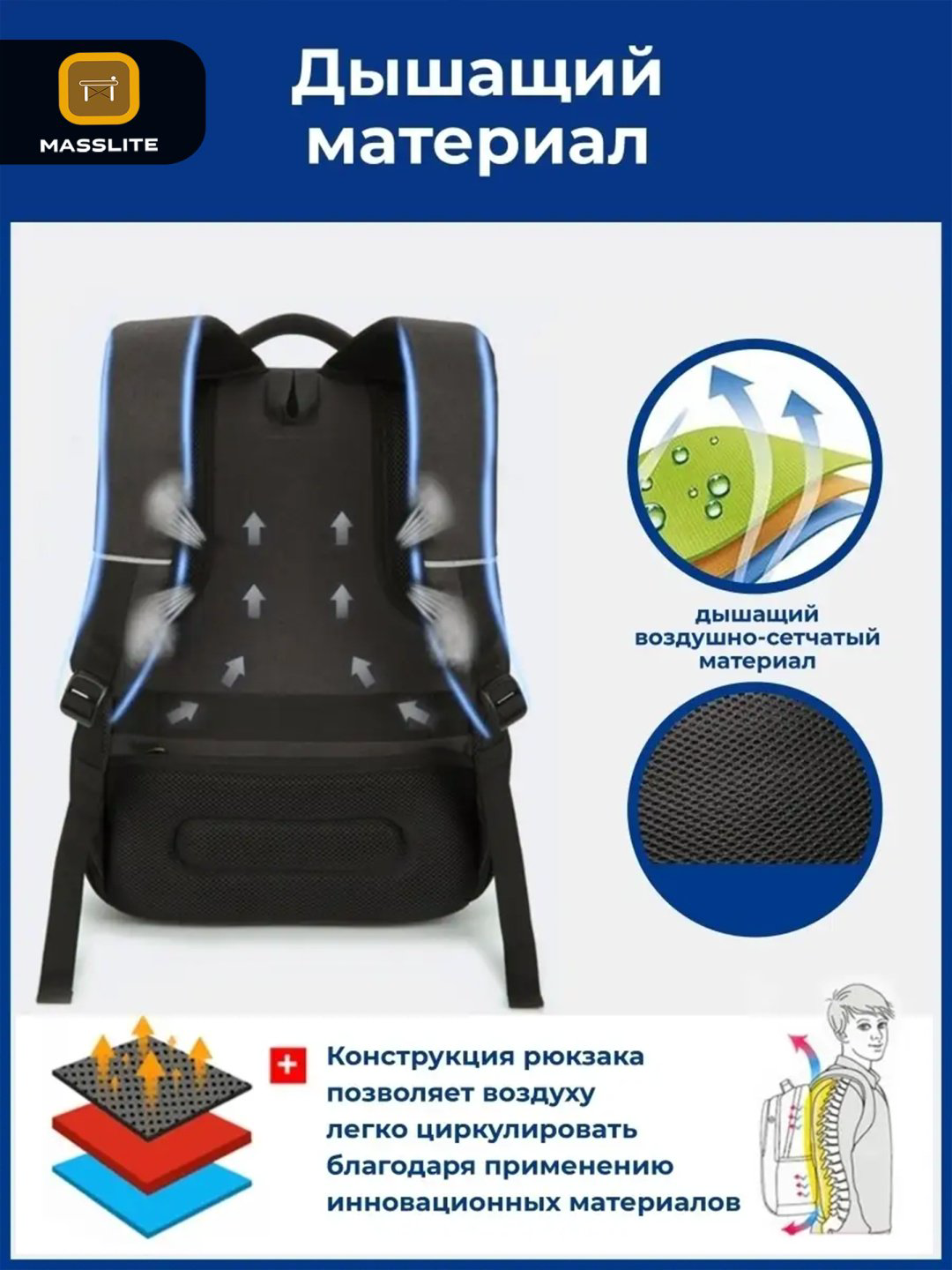 Рюкзак MassLite оксфорд черный купить,NaN