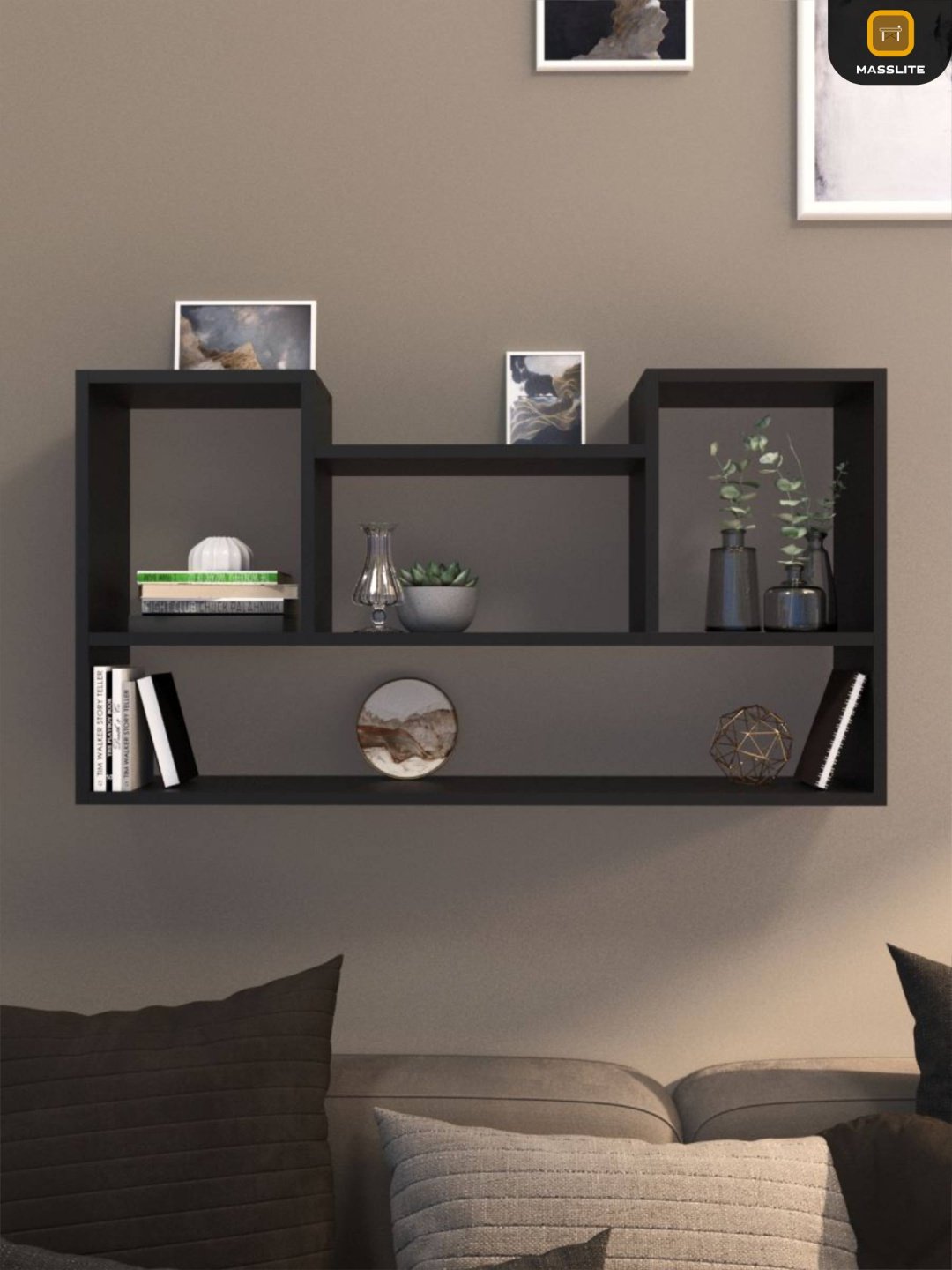Полка MassLite АМ-1000163, 90х16x65 см, черный купить,NaN