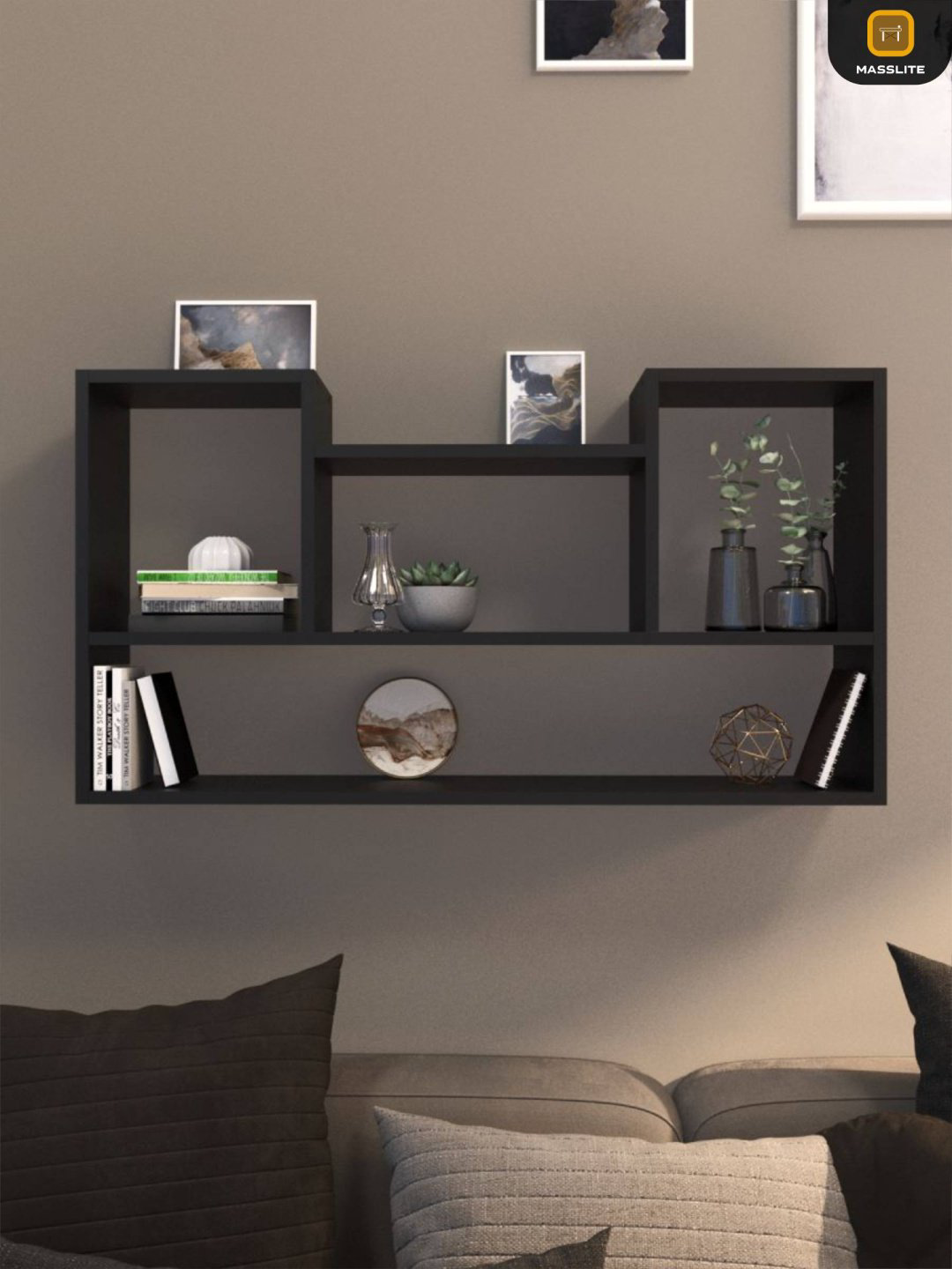 Полка MassLite АМ-1000163, 90х16x65 см, черный купить,NaN