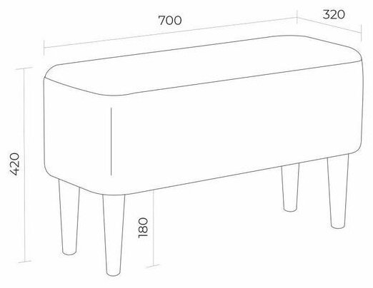 Банкетка IDEA Киус 100212, 70x32x42 см, темно-серый купить,NaN