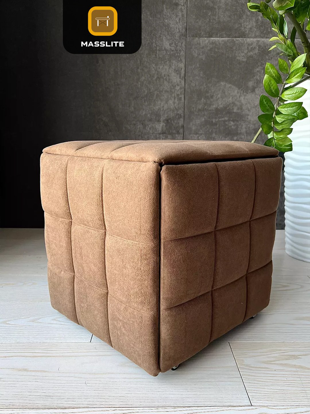 Пуф MassLite DD-000973, 44x44x41 см, коричневый купить,NaN