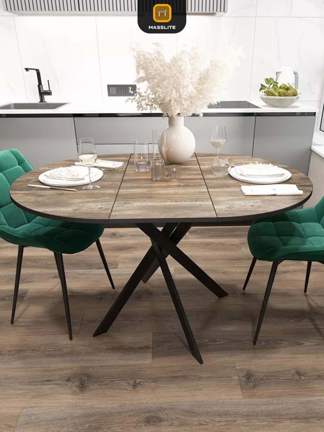 Раздвижной стол MassLite ОС-240039, 120х90x75 см, МДФ, пластик, коричневый купить,NaN