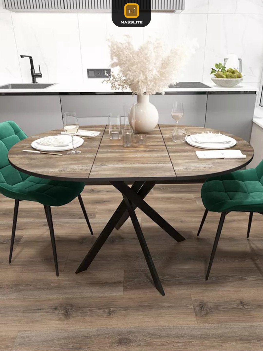 Раздвижной стол MassLite ОС-240039, 120х90x75 см, МДФ, пластик, коричневый купить,NaN