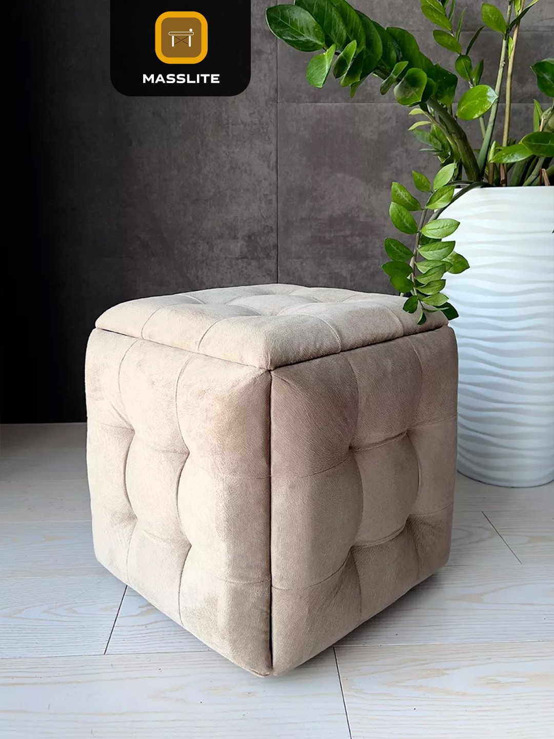 Пуф MassLite DD-000968, 45x45x42 см, бежевый купить,NaN