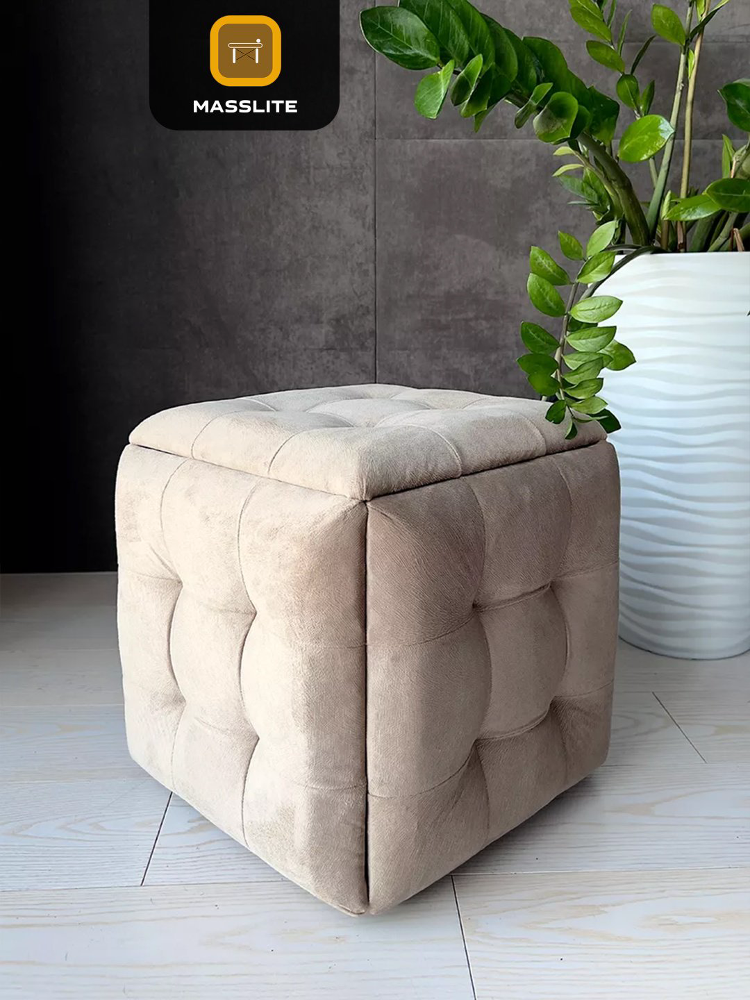 Пуф MassLite DD-000968, 45x45x42 см, бежевый купить,NaN