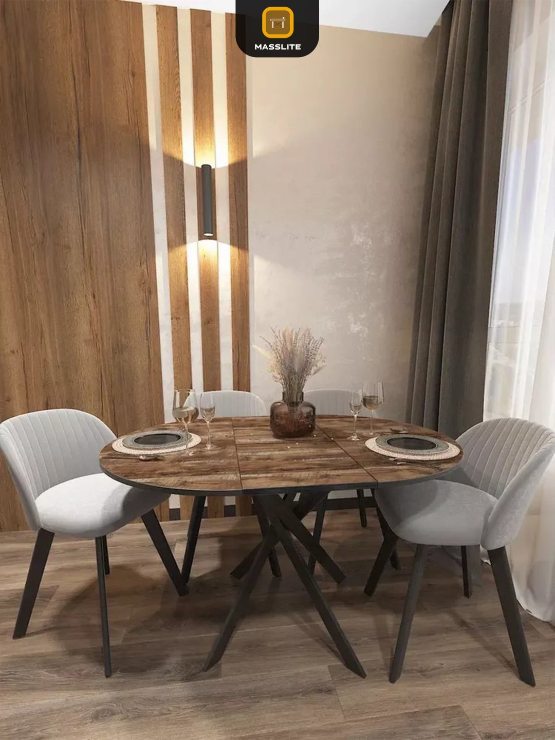 Раздвижной стол MassLite ОС-240039, 120х90x75 см, МДФ, пластик, коричневый купить,NaN