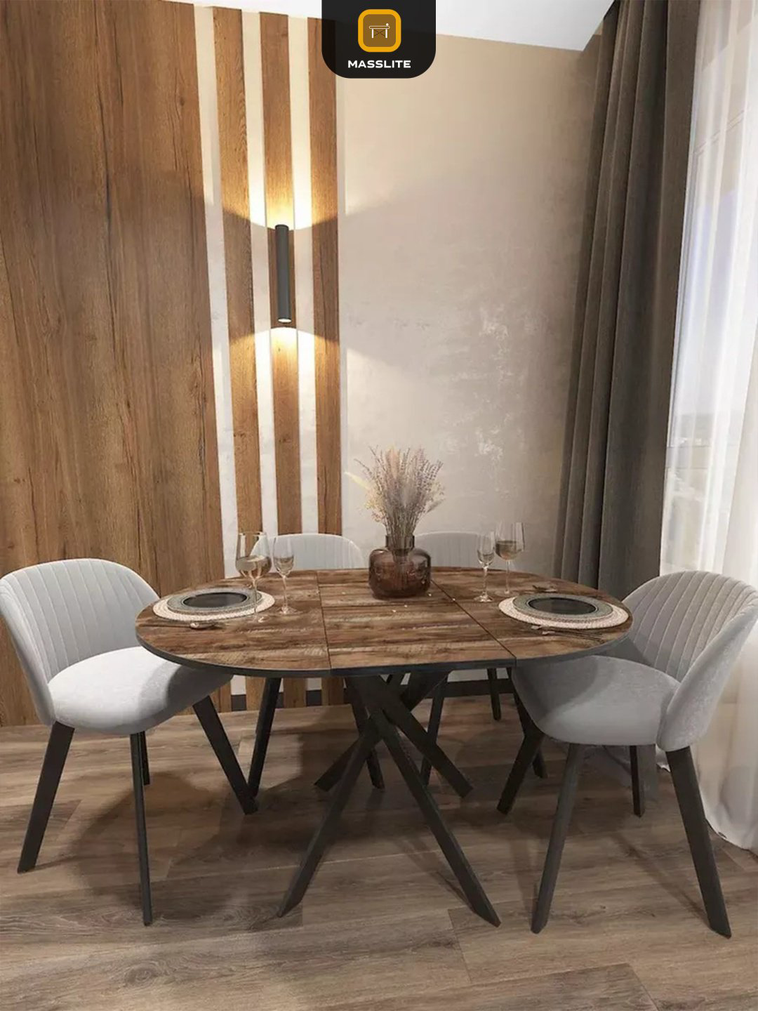 Раздвижной стол MassLite ОС-240039, 120х90x75 см, МДФ, пластик, коричневый купить,NaN