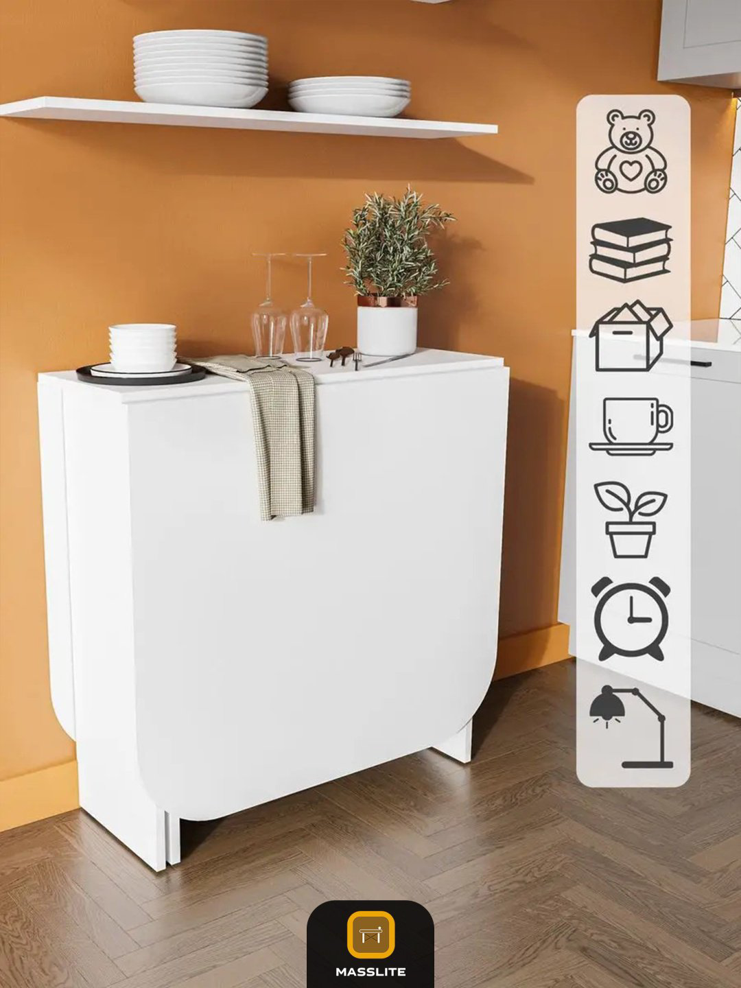 Стол-книжка MassLite ОС-240021, 160х75x75 см, ЛДСП, белый купить,NaN