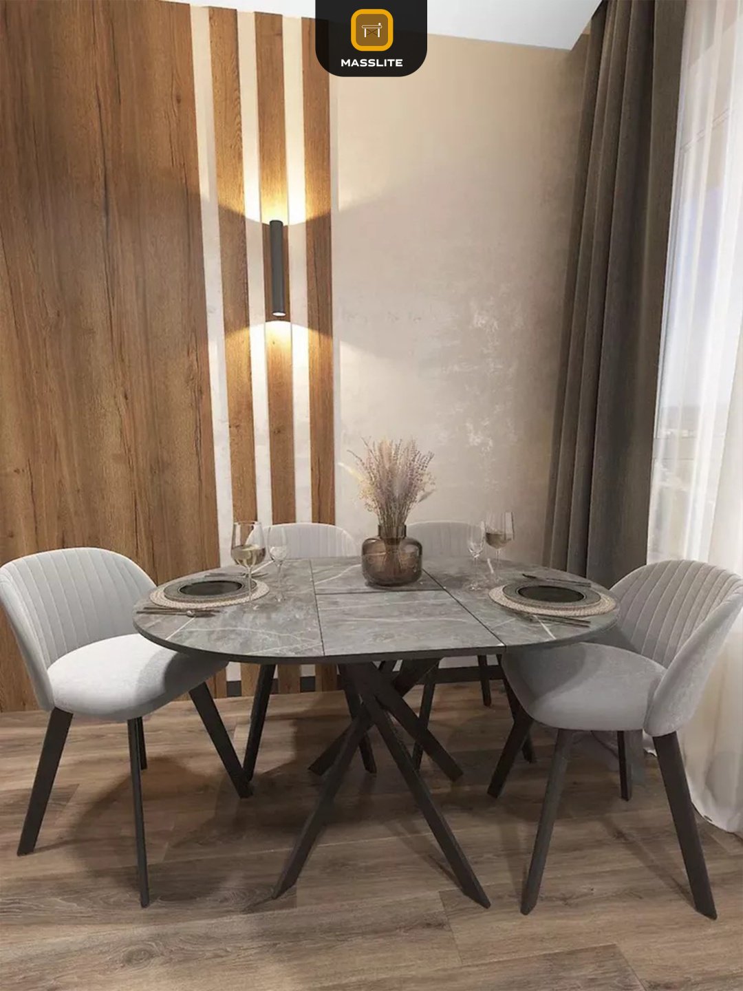 Раздвижной стол MassLite Веста 2, 120х90x75 см, МДФ, пластик, черный, темно-серый купить,NaN
