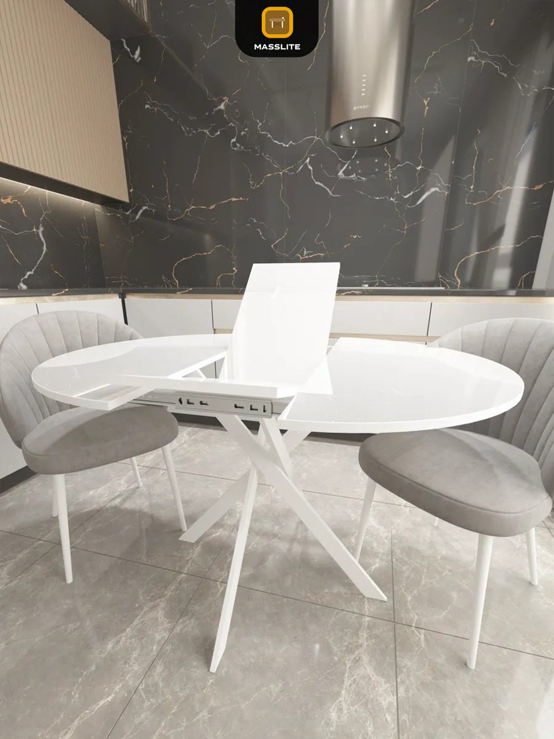 Раздвижной стол MassLite Веста 2, 120х90x75 см, МДФ, пластик, белый купить,NaN