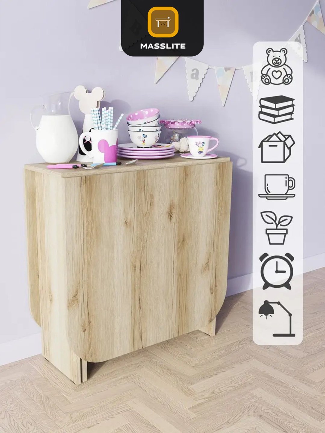 Стол-книжка MassLite ОС-240023, 160х75x75 см, ЛДСП, золотой, светло-коричневый купить,NaN