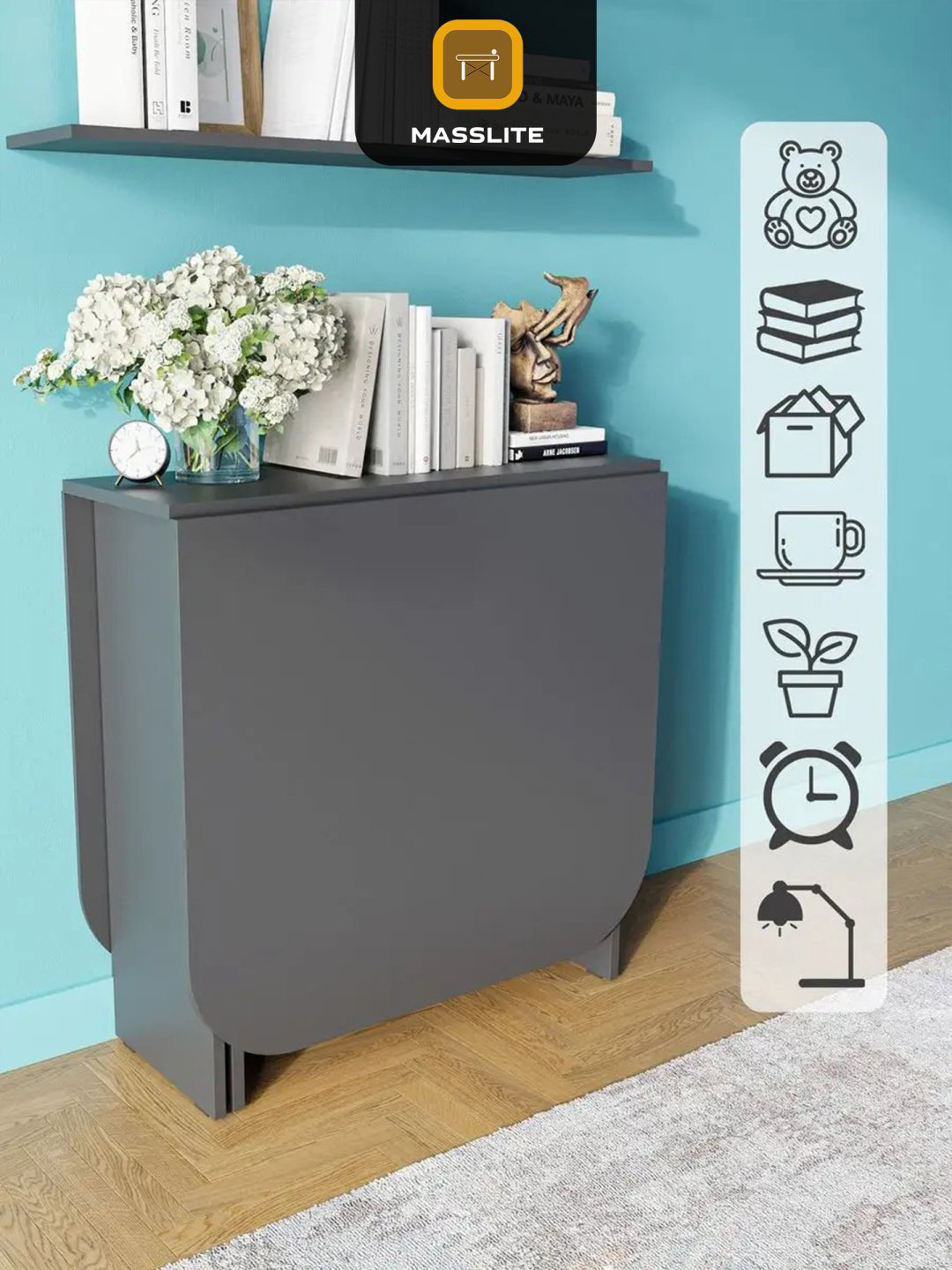 Стол-книжка MassLite ОС-240022, 160х75x75 см, ЛДСП, графит купить,NaN
