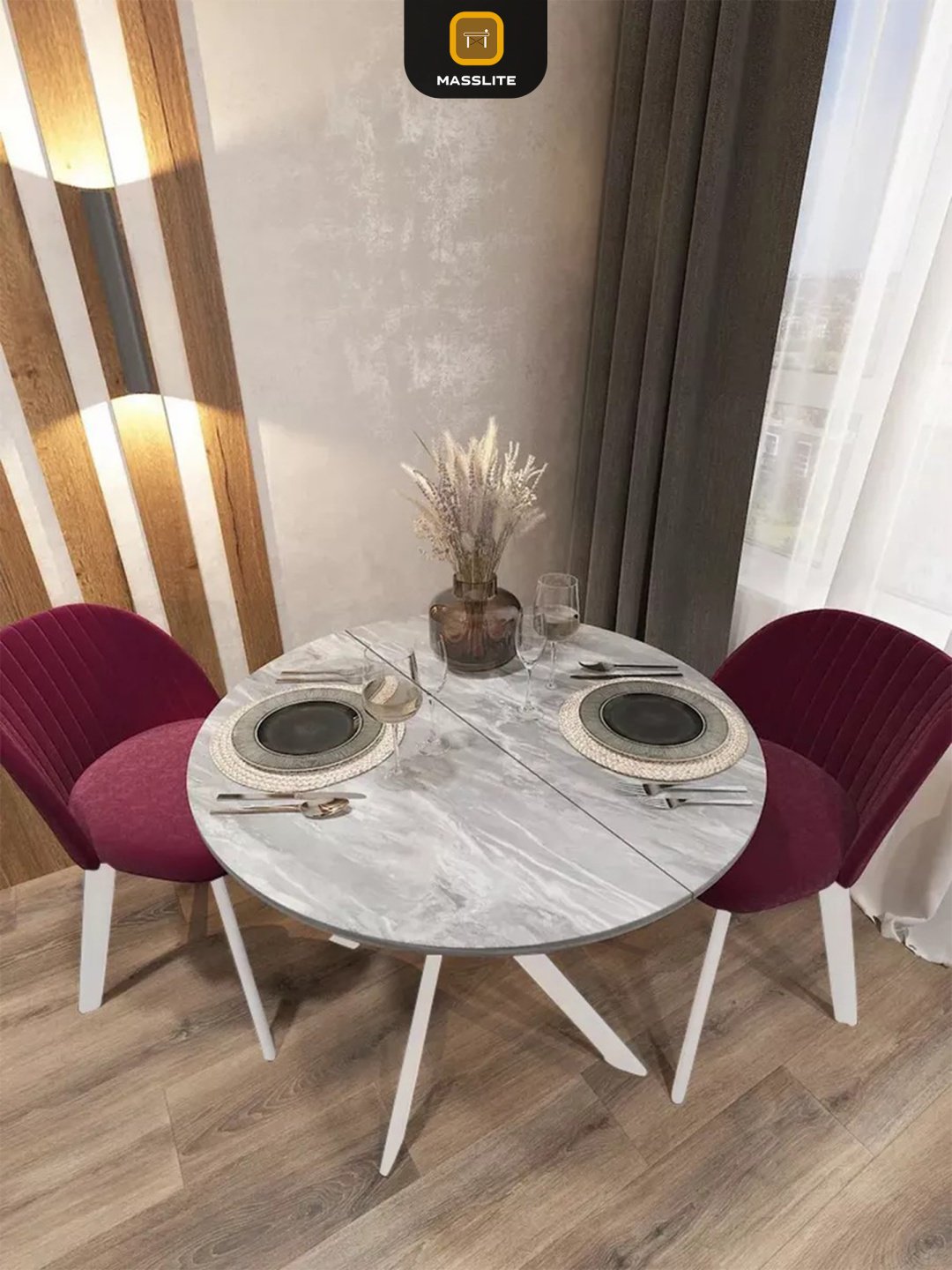 Раздвижной стол MassLite Веста 2, 120х90x75 см, МДФ, пластик, серый, светло серый купить,NaN