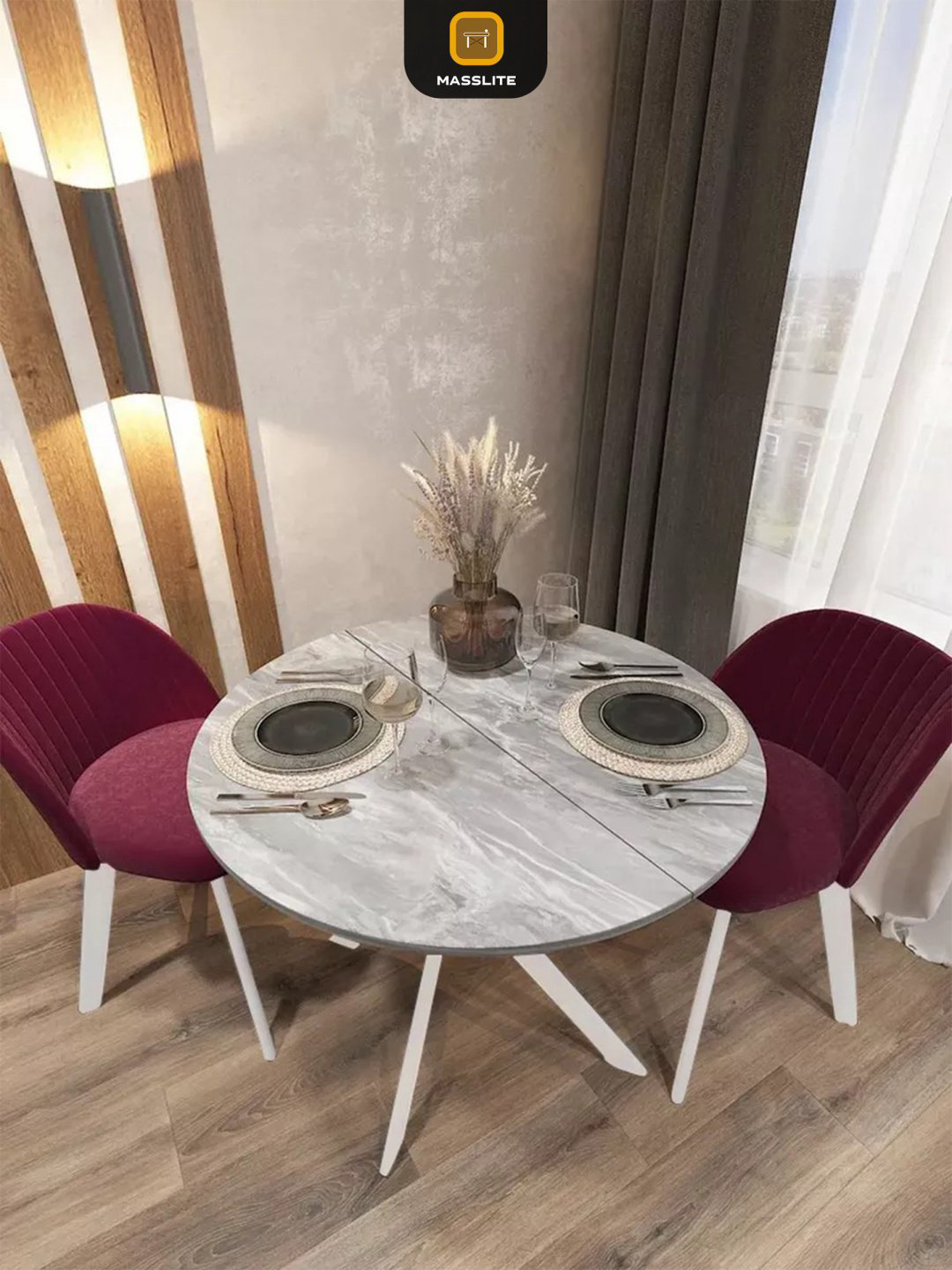 Раздвижной стол MassLite Веста 2, 120х90x75 см, МДФ, пластик, серый, светло серый купить,NaN