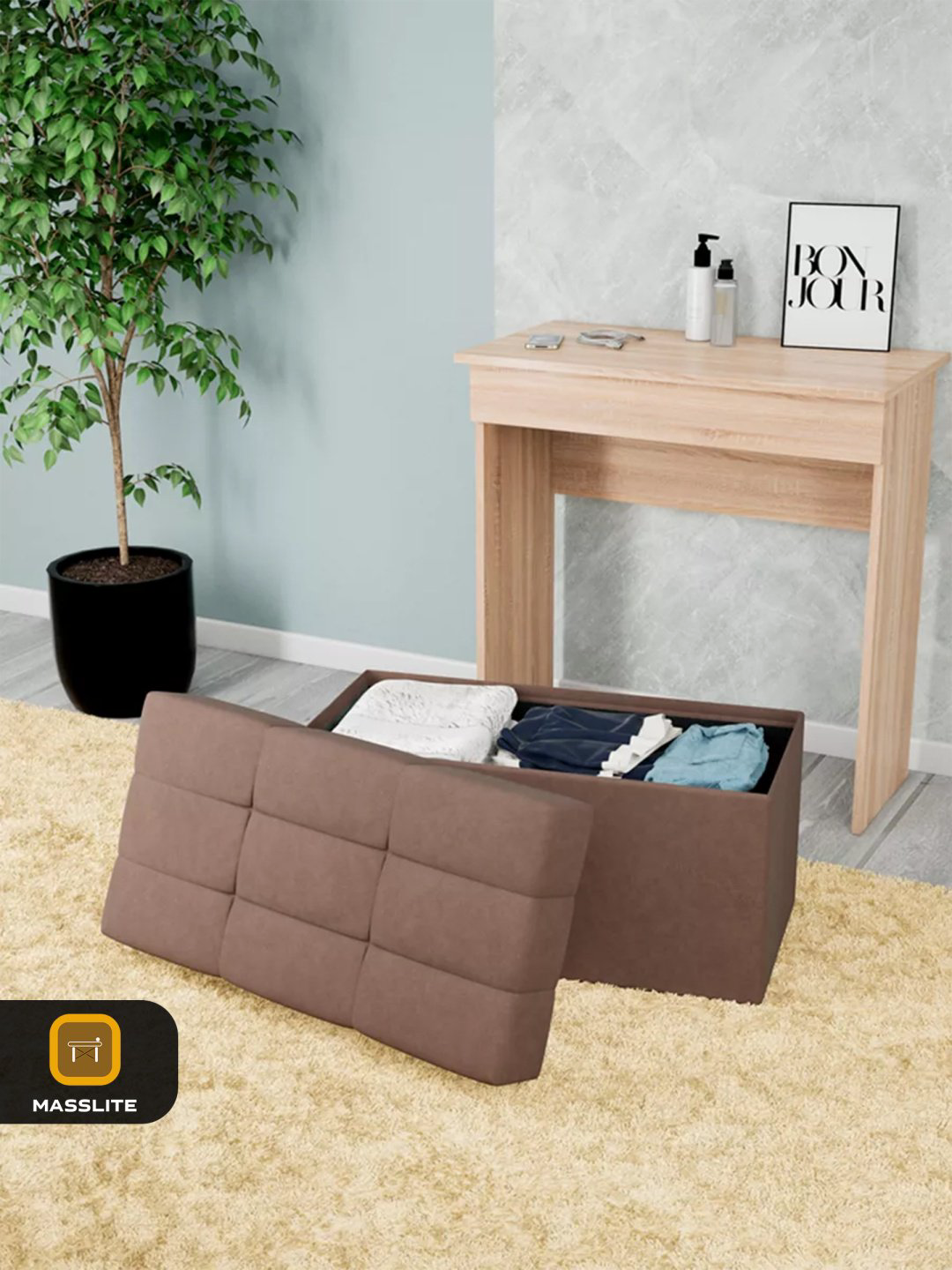 Пуф MassLite ZHM-000106, 74x37x40 см, коричневый купить,NaN