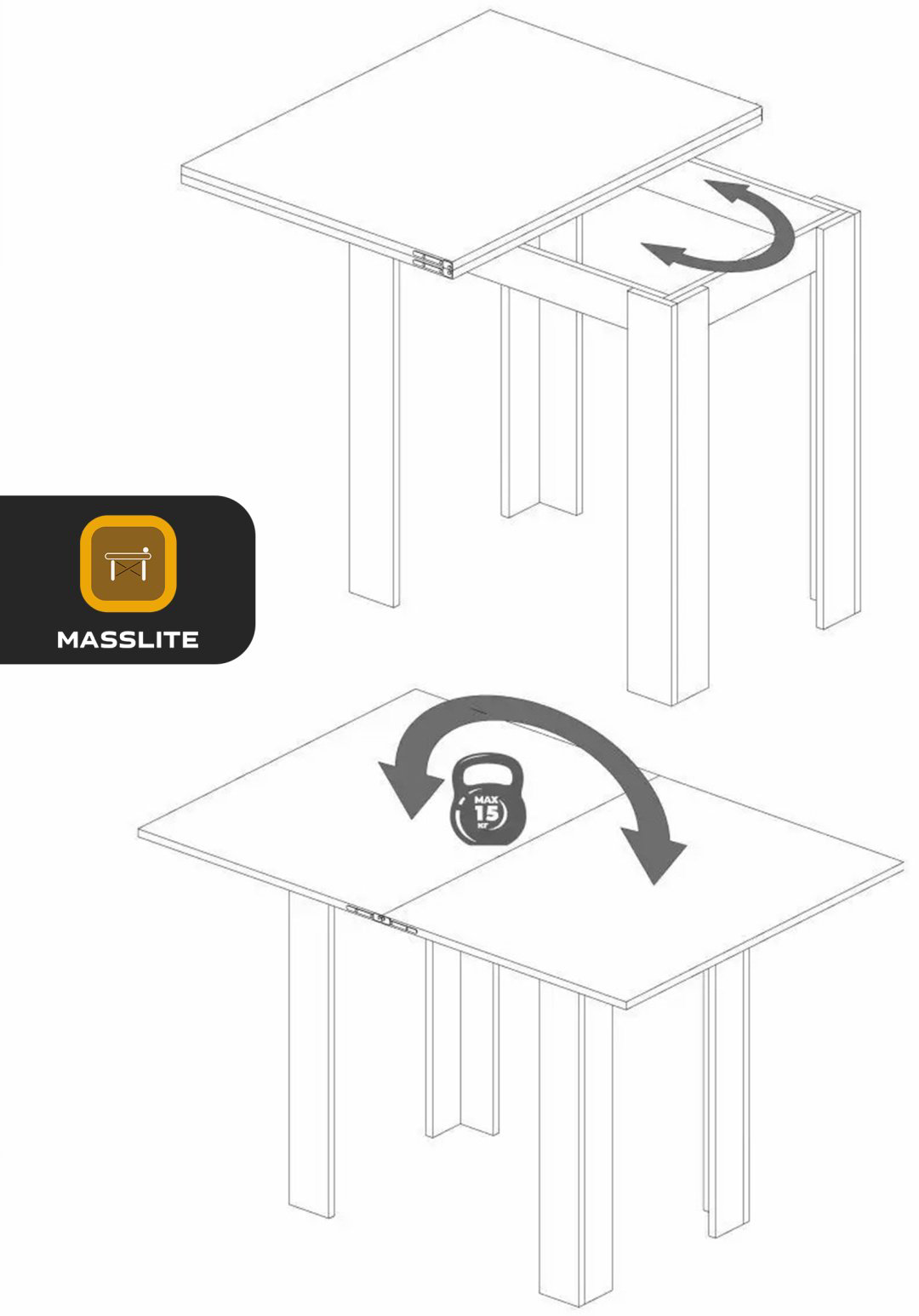 Обеденный стол MassLite ОС-240019, 112х75x74 см, ЛДСП, белый купить,NaN