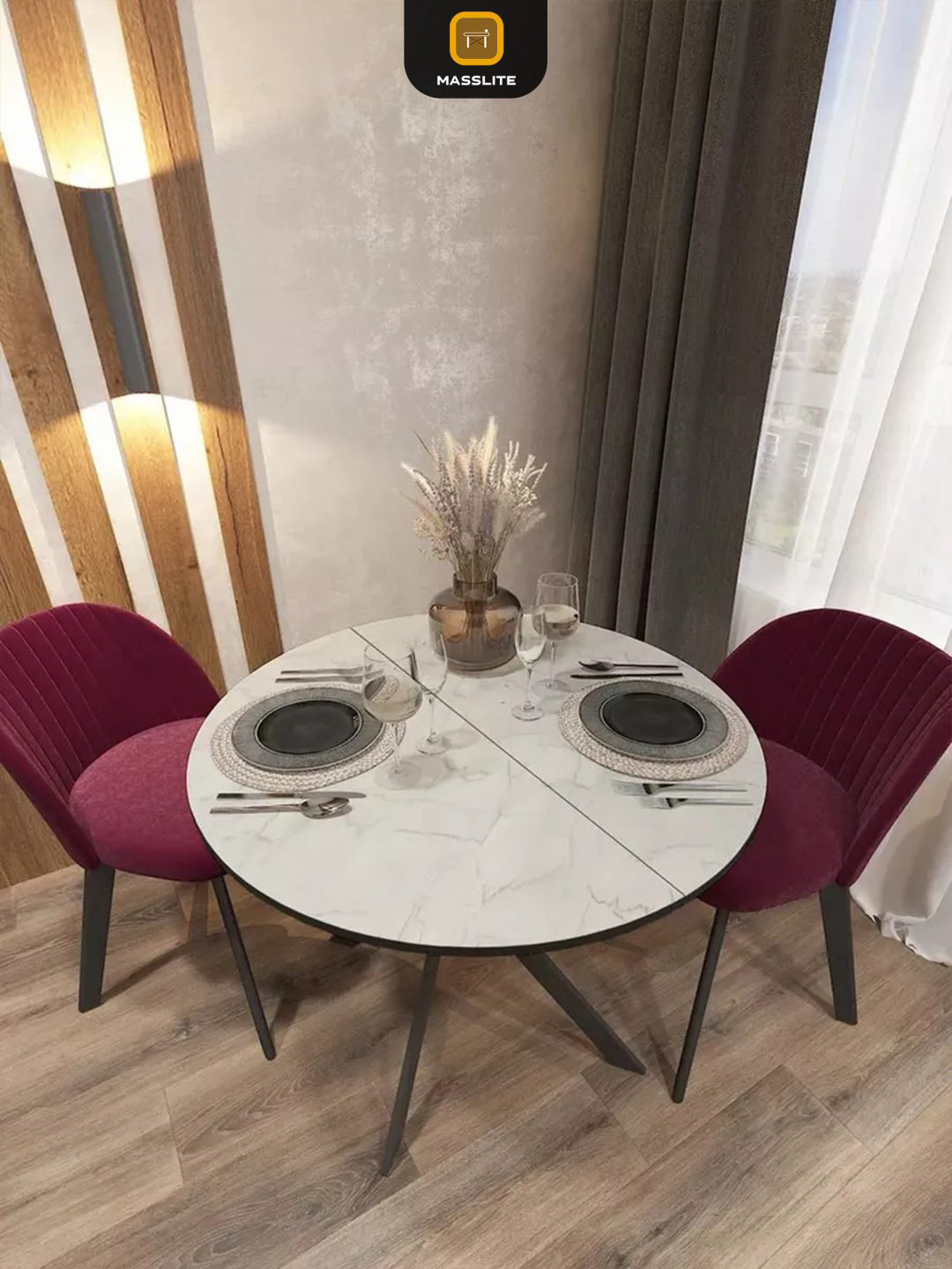 Раздвижной стол MassLite Веста 2, 120х90x75 см, МДФ, пластик, светло серый купить,NaN