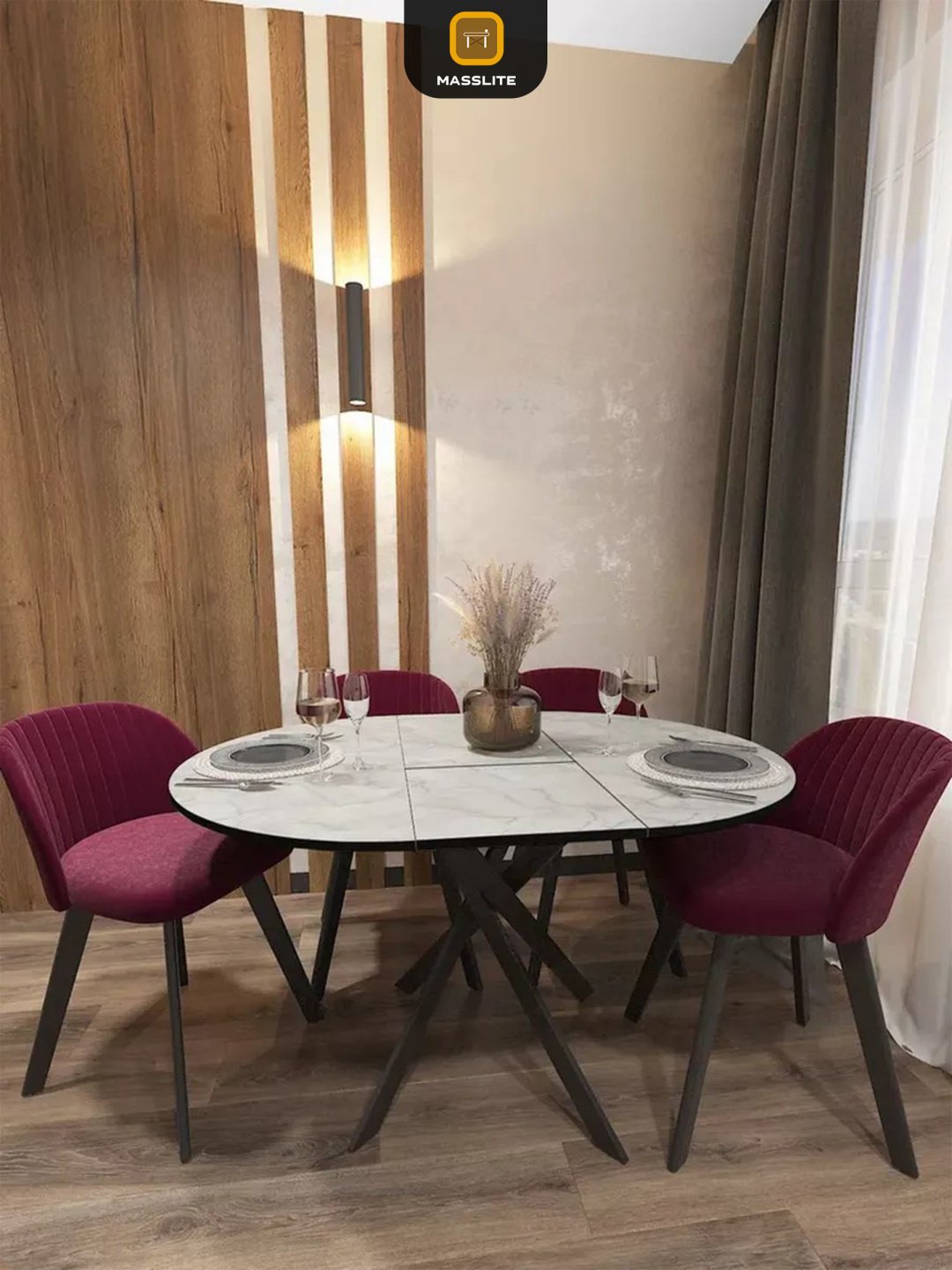 Раздвижной стол MassLite Веста 2, 120х90x75 см, МДФ, пластик, светло серый купить,NaN
