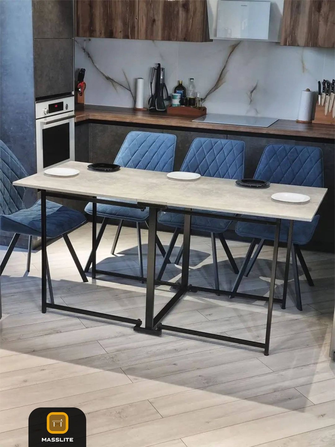 Стол-книжка MassLite АМ-1000279, 161х68x76 см, ЛДСП, белый, серый купить,NaN