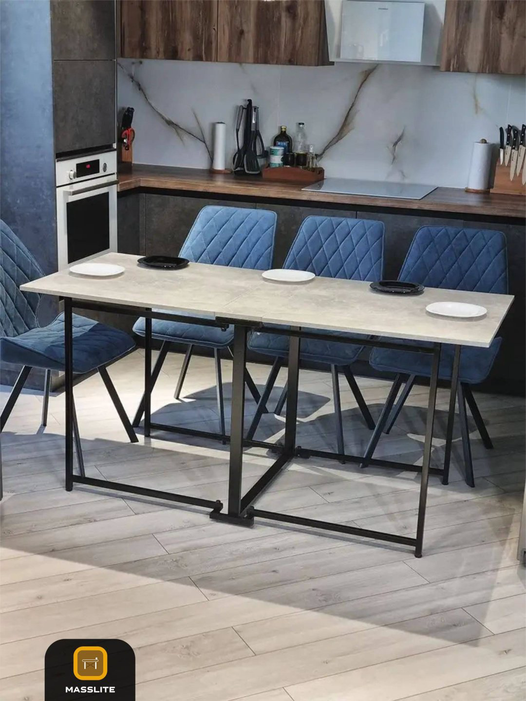 Стол-книжка MassLite АМ-1000279, 161х68x76 см, ЛДСП, белый, серый купить,NaN