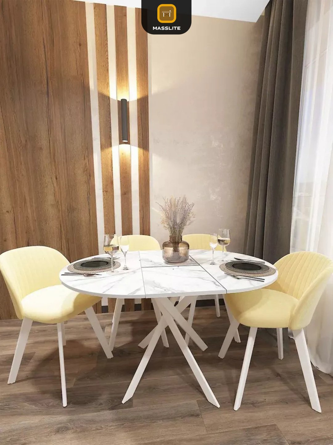 Раздвижной стол MassLite Веста 2, 120х90x75 см, МДФ, пластик, белый, светло серый купить,NaN