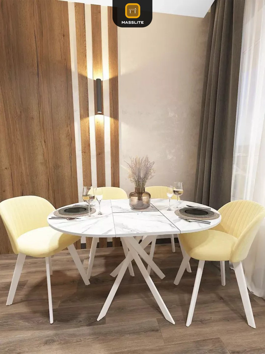 Раздвижной стол MassLite Веста 2, 120х90x75 см, МДФ, пластик, белый, светло серый купить,NaN