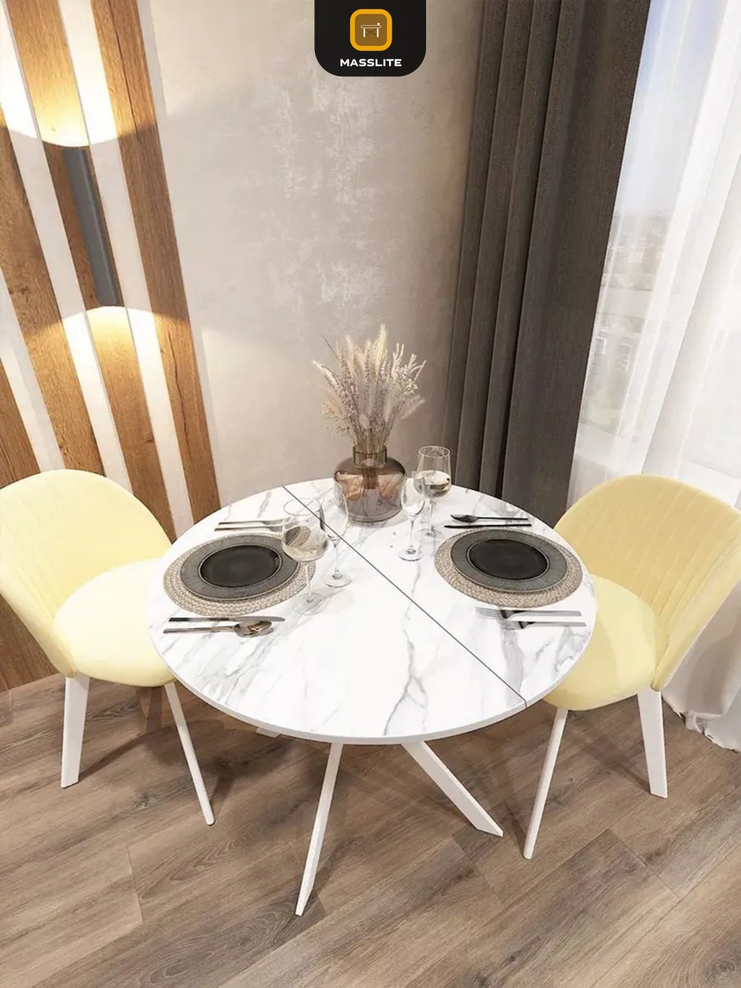 Раздвижной стол MassLite Веста 2, 120х90x75 см, МДФ, пластик, белый, светло серый купить,NaN