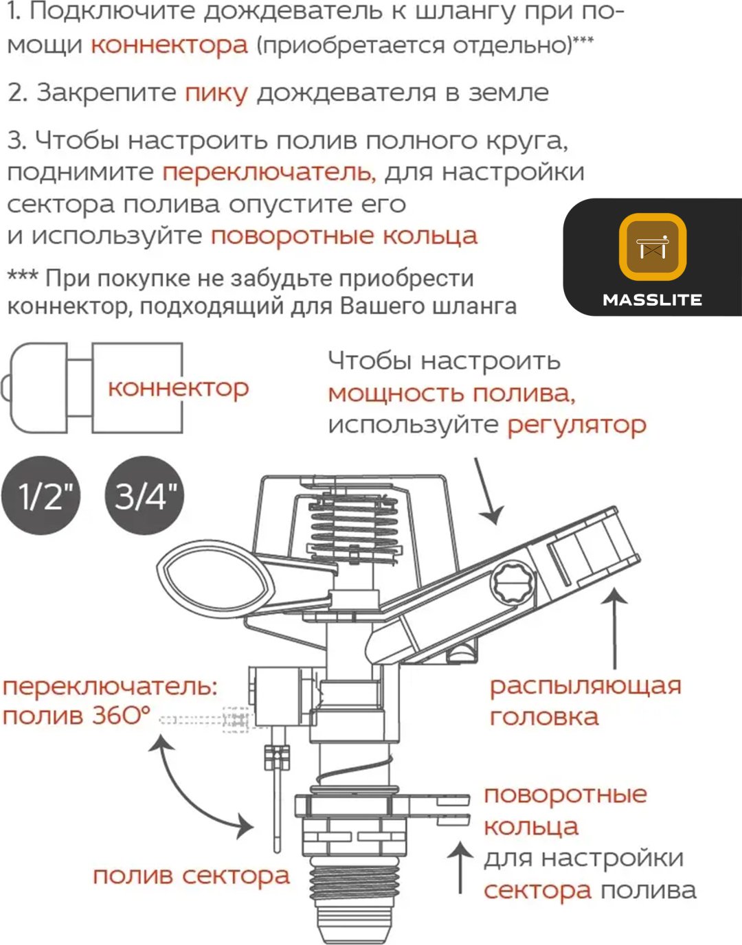 MassLite импульсный дождеватель DD-000861 купить,NaN