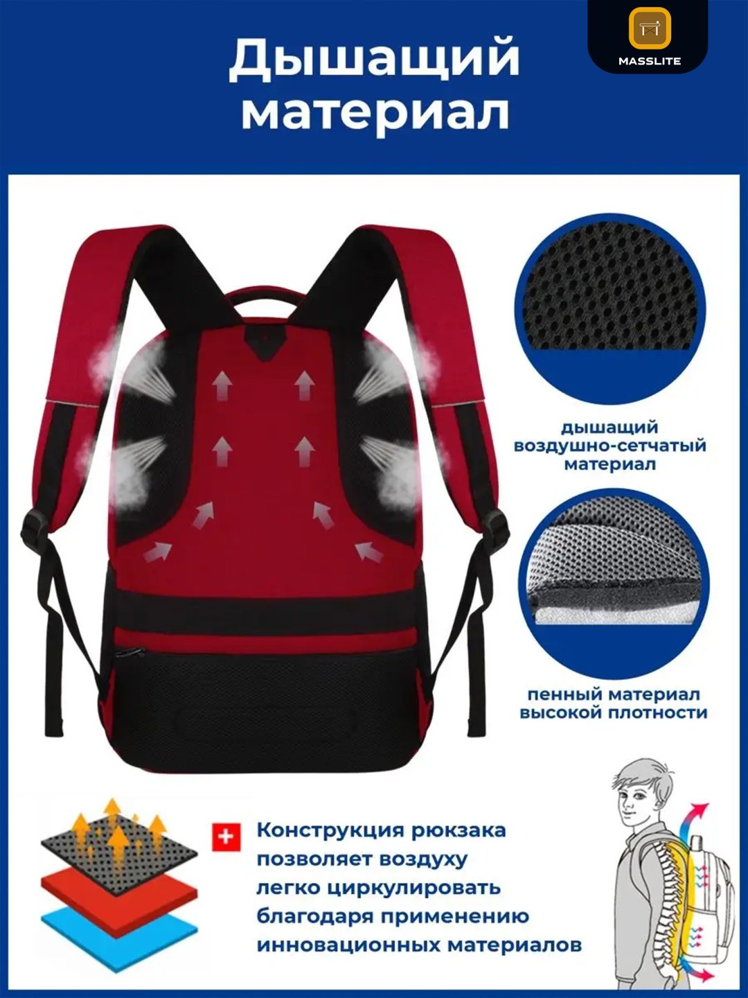 Рюкзак MassLite оксфорд бордовый купить,NaN