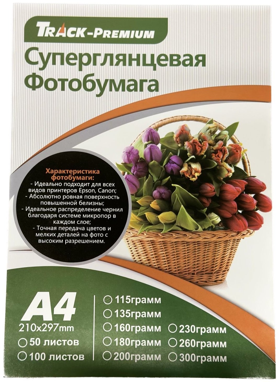 Track-Premium PT-00010418 бумага, A4, 100 листов, суперглянцевое покрытие