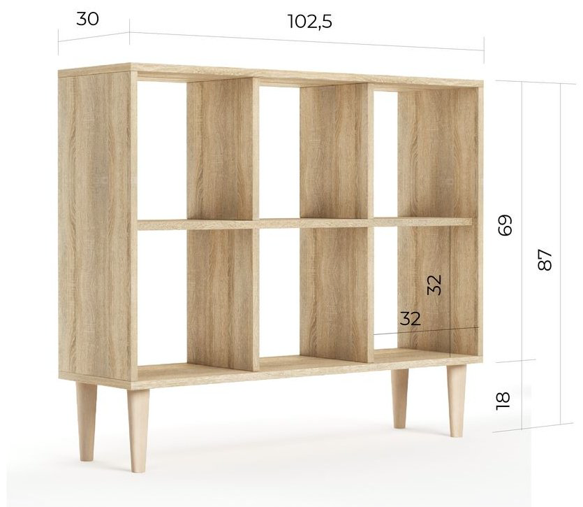 Стеллаж напольный MassLite, 102.5x30x87 см, светло-коричневый купить,NaN
