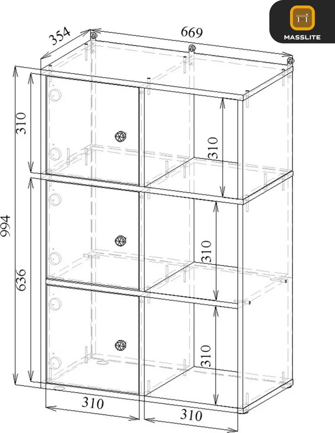 Стеллаж напольный MassLite ZHM-000120, 66.9x35.4x99.4 см, бежевый купить,NaN