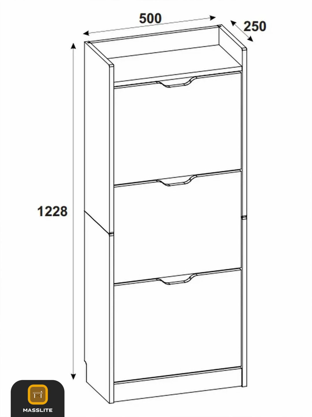 Обувница MassLite 50x25x123 см, ЛДСП купить,NaN