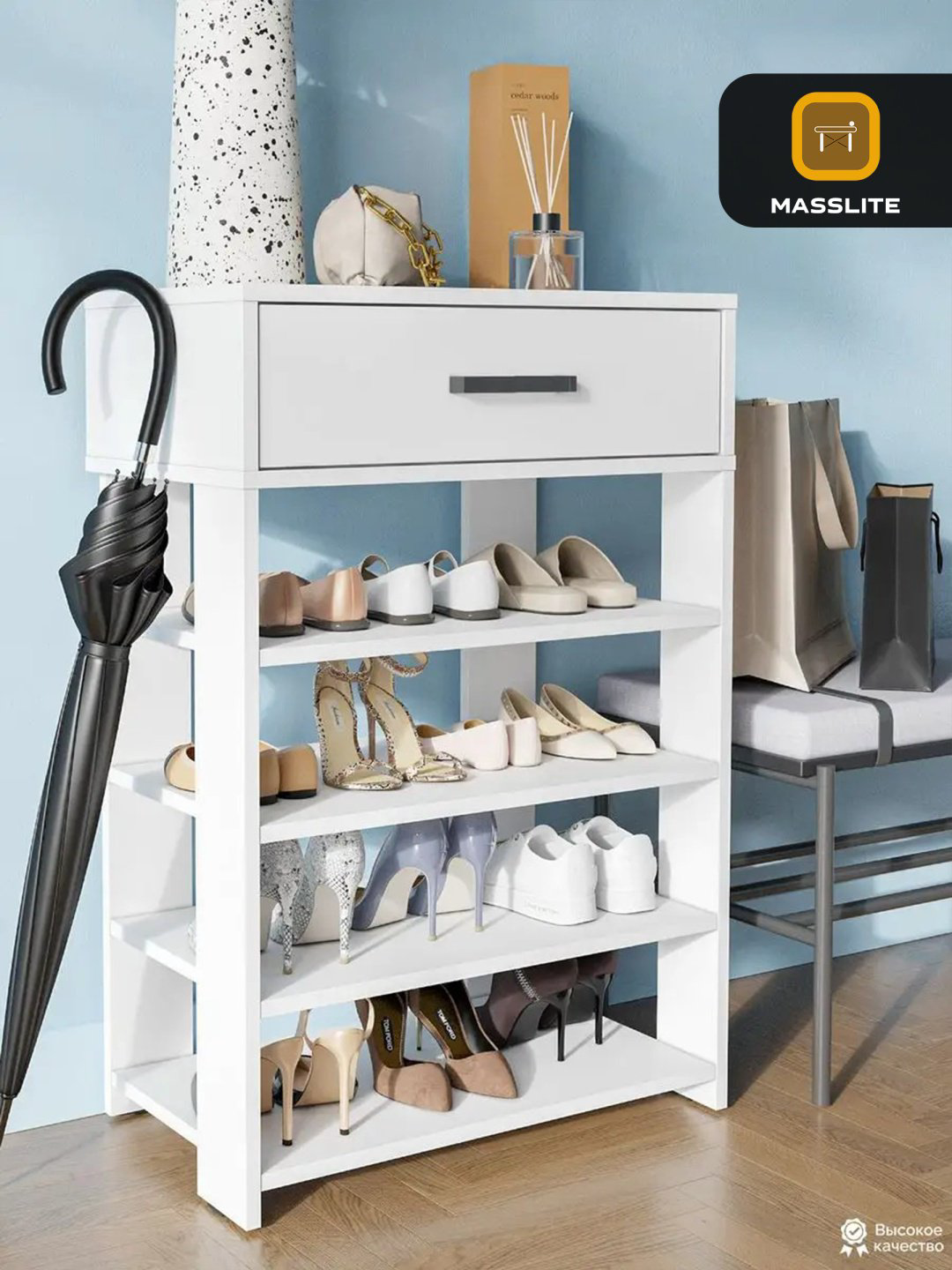Обувница MassLite 60x35x89 см, ЛДСП купить,NaN
