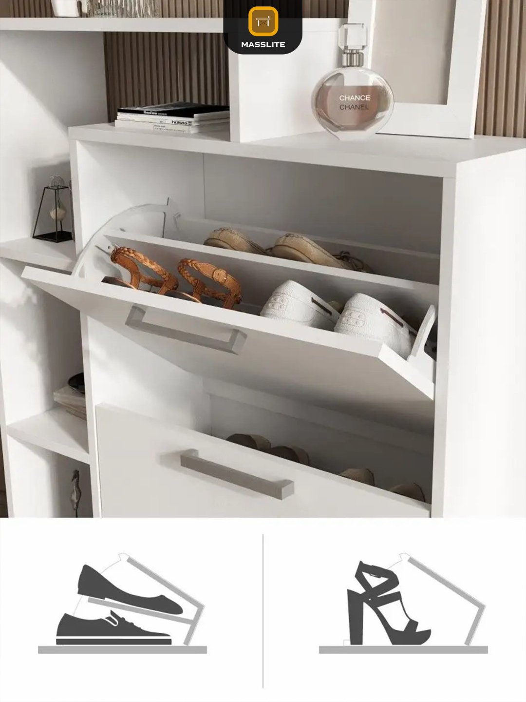 Обувница MassLite 76x24.50x88 см, ЛДСП купить,NaN