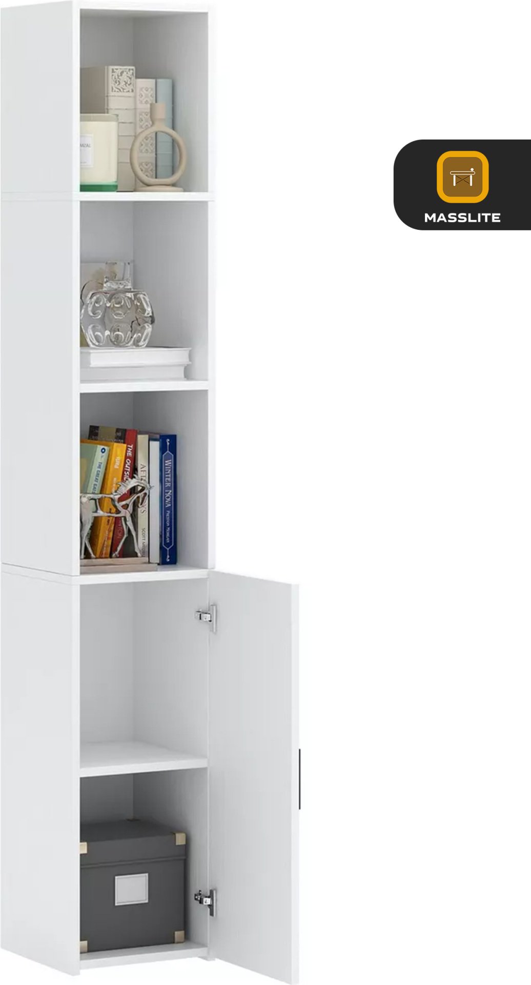 Стеллаж напольный MassLite ZHM-000156, 29.8x29.4x177.6 см, белый купить,NaN