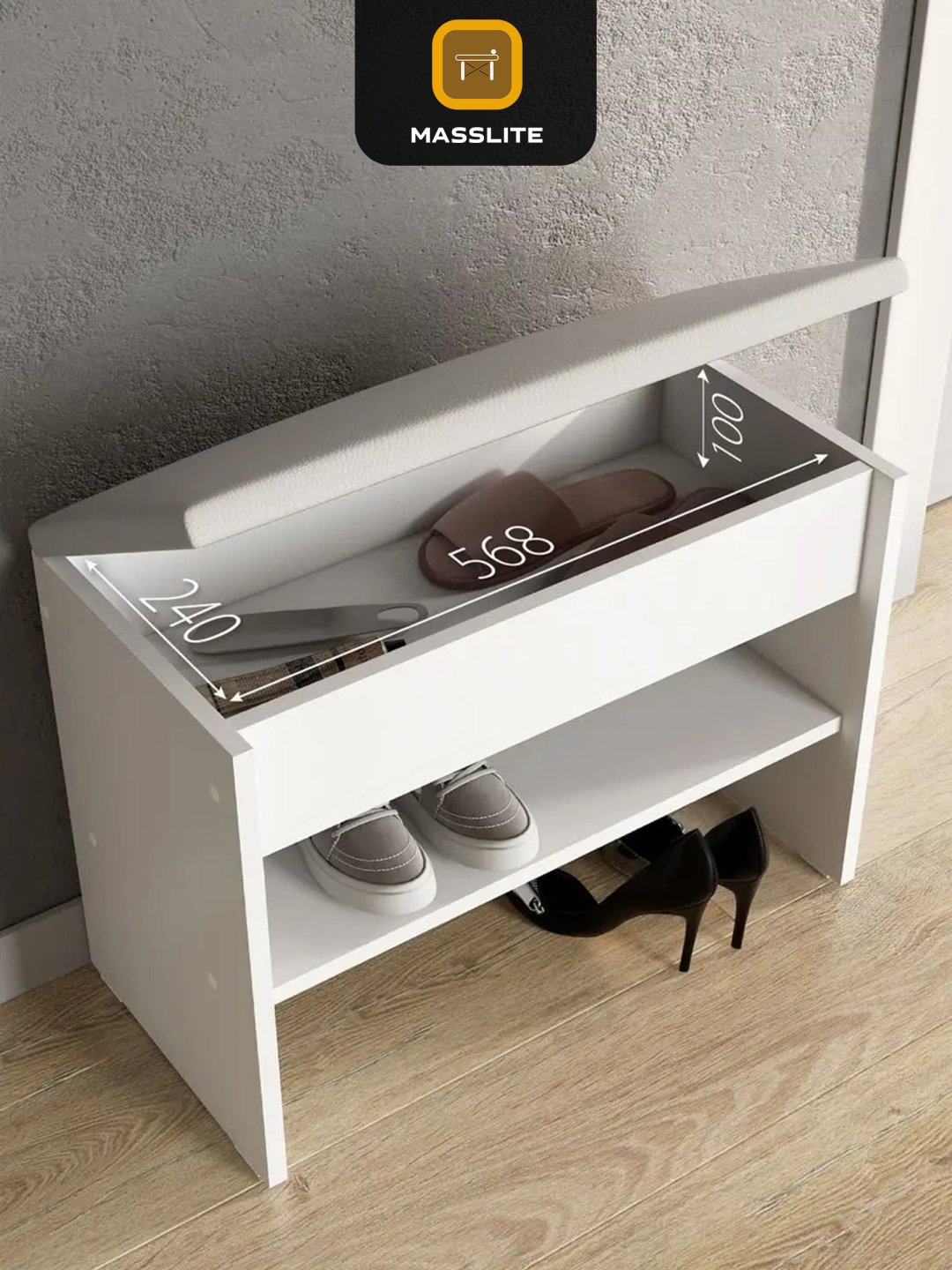 Банкетка-обувница MassLite 60x30x47 см, ЛДСП купить,NaN