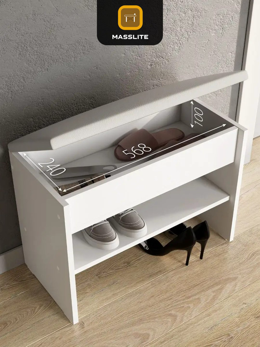 Банкетка-обувница MassLite 60x30x47 см, ЛДСП купить,NaN