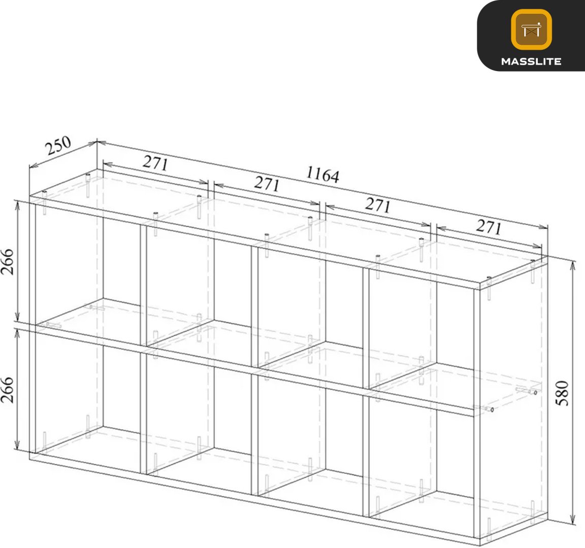 Стеллаж напольный MassLite ZHM-000137, 58x25x116.4 см, темно-серый купить,NaN