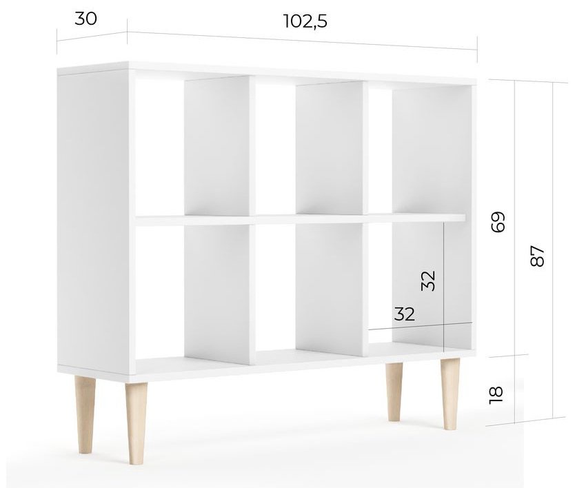 Стеллаж напольный MassLite, 102.5x30x87 см, белый купить,NaN