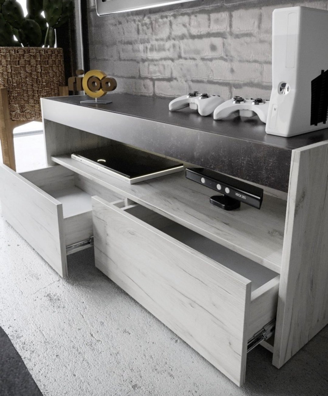 ТВ-тумба напольная Ricoo 142723449, 112x45x35 см, серый купить,NaN
