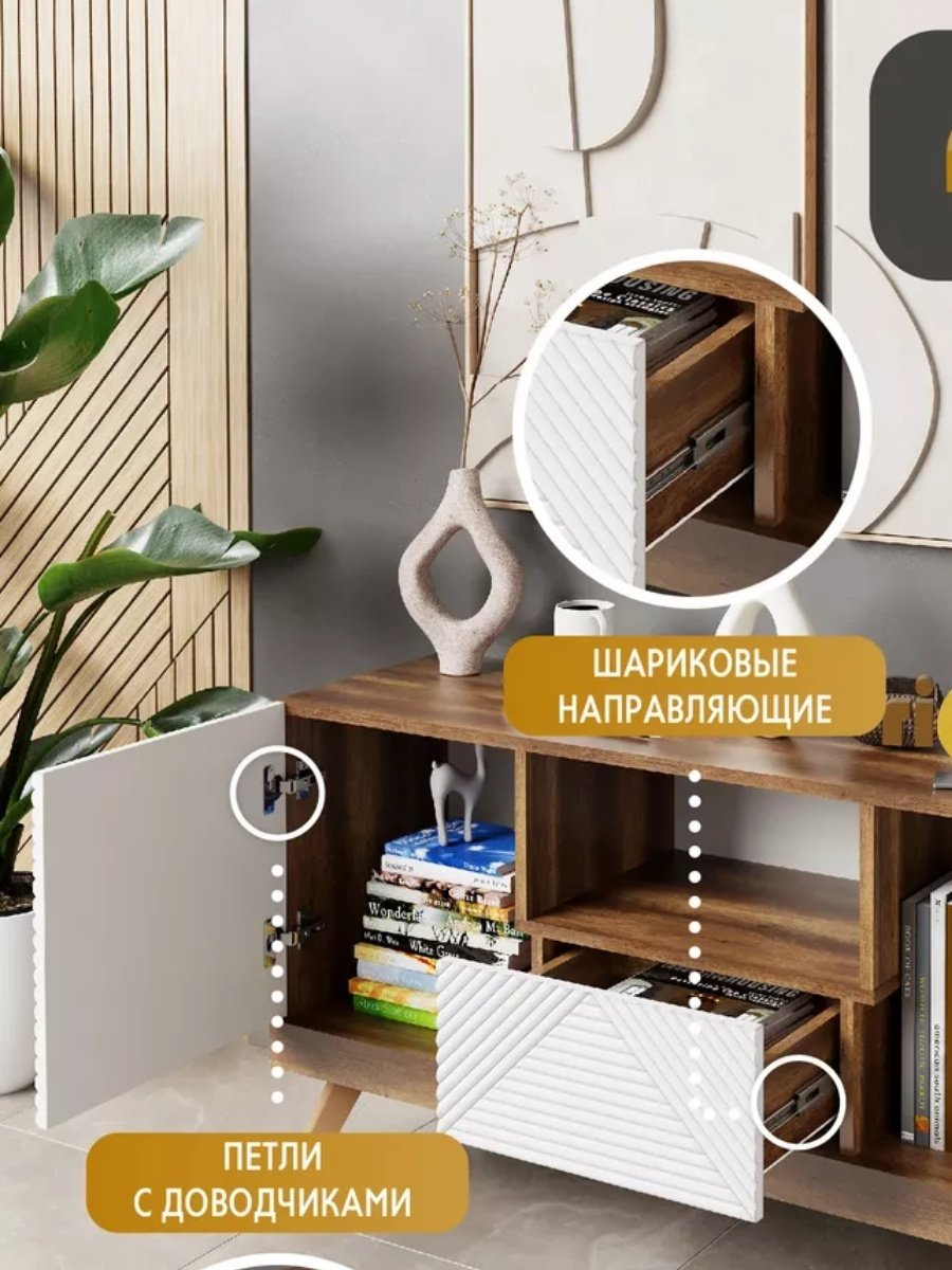 ТВ-тумба напольная Ricoo 158060498, 114.3x59.7x36 см, белый купить,NaN