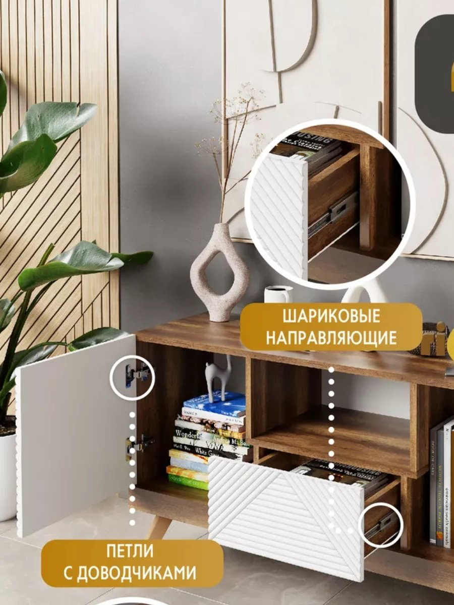 ТВ-тумба напольная Ricoo 158060498, 114.3x59.7x36 см, белый купить,NaN