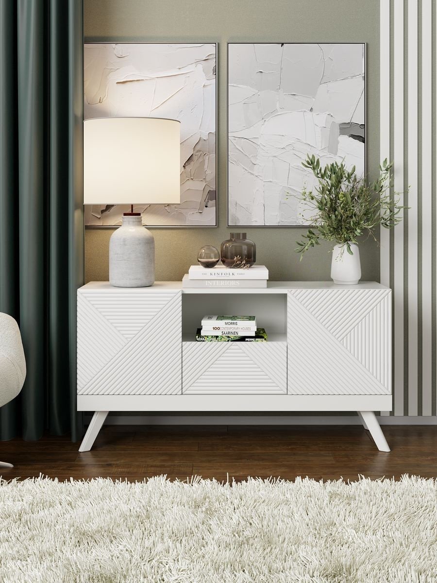 ТВ-тумба напольная MassLite Модерн, 114x60x36 см, белый купить,NaN
