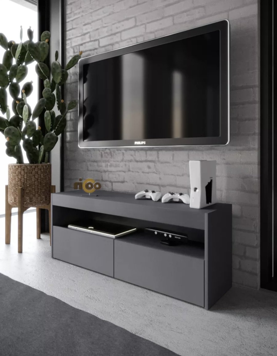 ТВ-тумба напольная Ricoo Хилтон, 112x45x34 см, серый купить,NaN