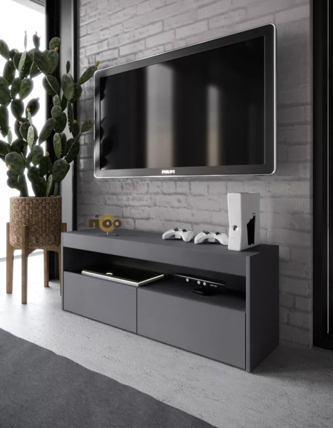 ТВ-тумба напольная Ricoo Хилтон, 112x45x34 см, серый купить,NaN