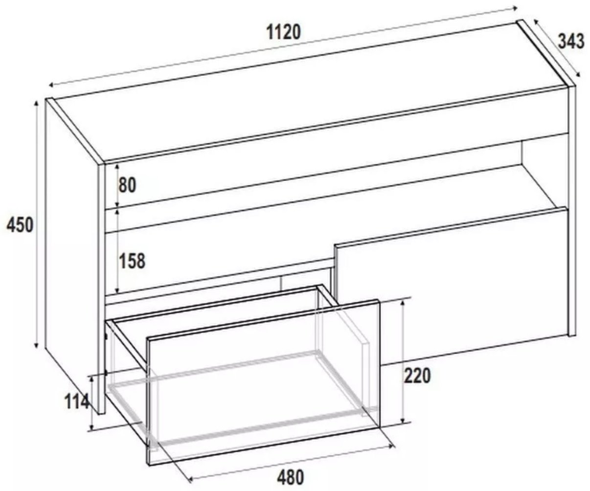ТВ-тумба напольная Ricoo Хилтон, 112x45x34 см, серый купить,NaN