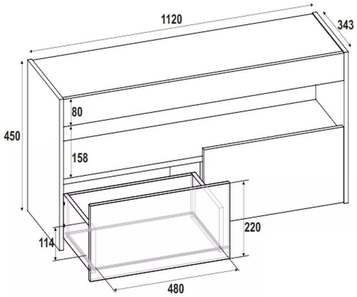 ТВ-тумба напольная Ricoo Хилтон, 112x45x34 см, серый купить,NaN